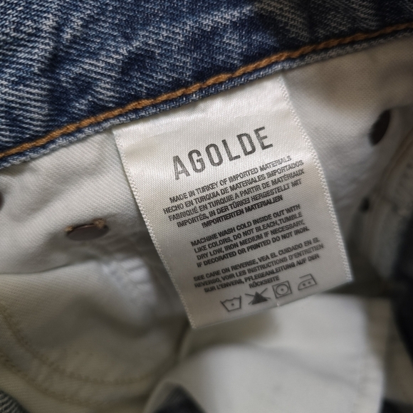 Agolde 90s Pinch Crop Distressed Jeans 28 Ultra High Rise Organic Cotton - Picture 7 of 8
